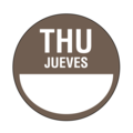 Nevs DaySpots - Thursday/Jueves 3" circle White w/Brown DDOT-THS3